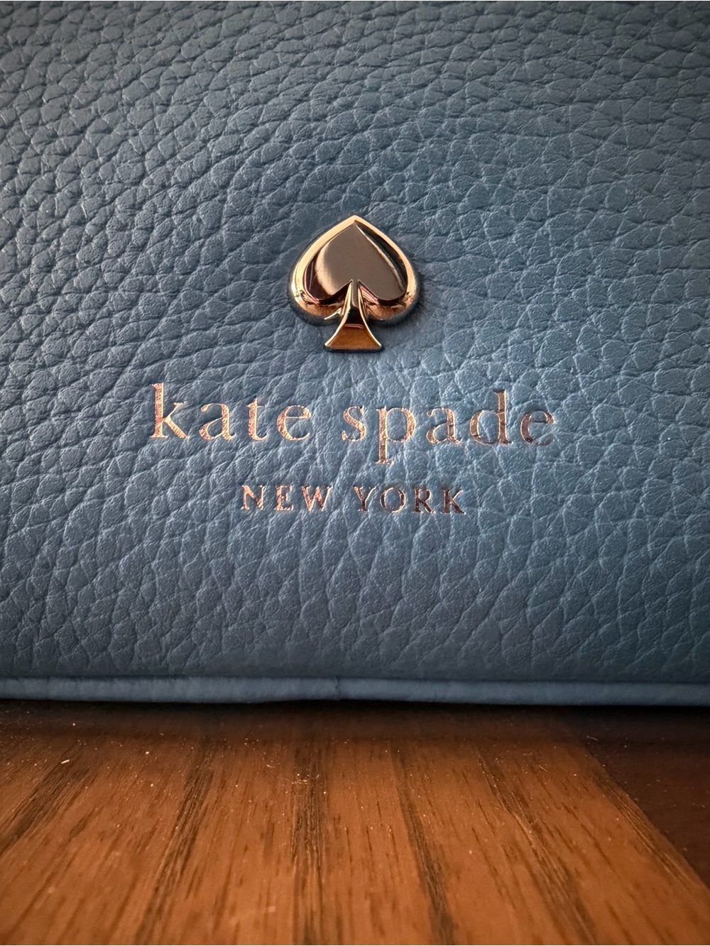 kate spade Bright Blue Pebbled Leather Shoulder Bag with Stripe Strap - Picture 4 of 8